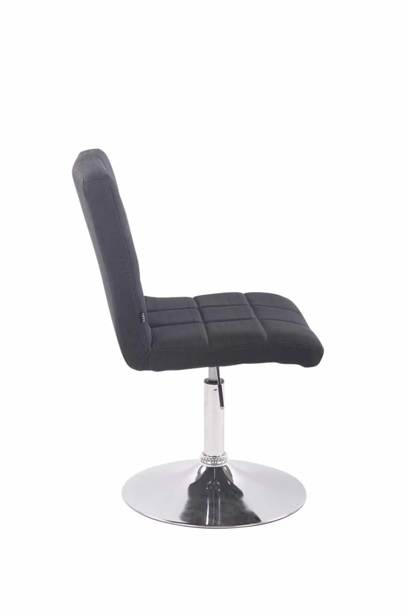 Chaise de salle à manger x1 pivotante réglable en hauteur coutures carrées tissu noir et pied métal chromé 10_0008490