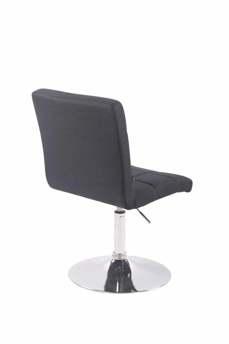 Chaise de salle à manger x1 pivotante réglable en hauteur coutures carrées tissu noir et pied métal chromé 10_0008490