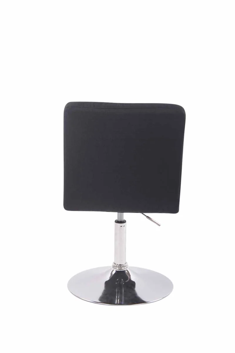 Chaise de salle à manger x1 pivotante réglable en hauteur coutures carrées tissu noir et pied métal chromé 10_0008490