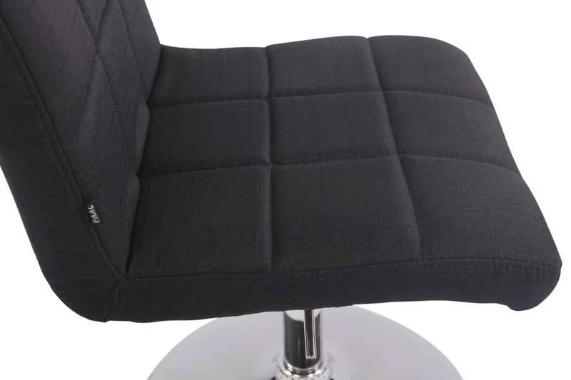 Chaise de salle à manger x1 pivotante réglable en hauteur coutures carrées tissu noir et pied métal chromé 10_0008490