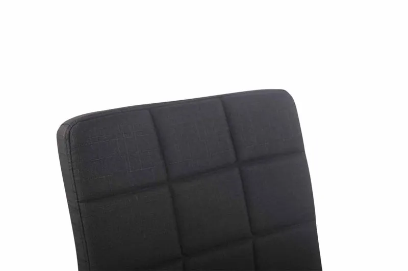 Chaise de salle à manger x1 pivotante réglable en hauteur coutures carrées tissu noir et pied métal chromé 10_0008490