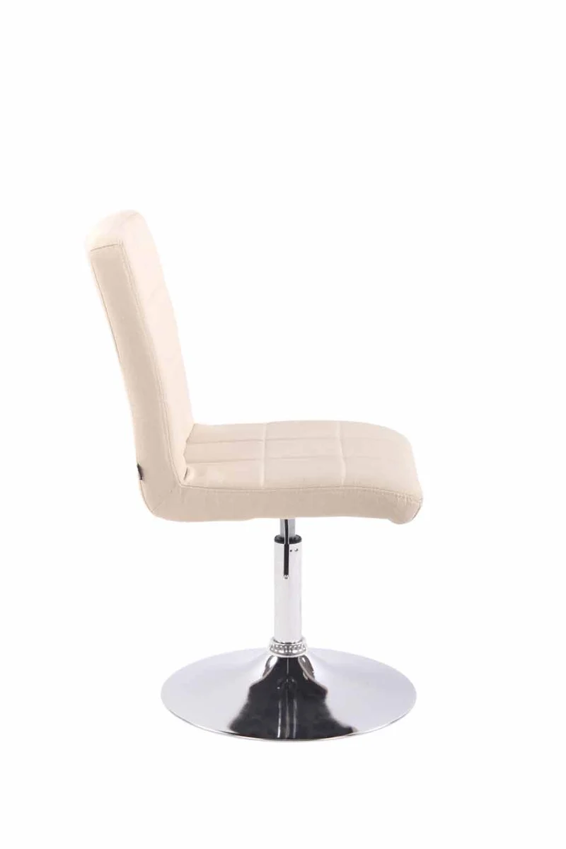 Chaise de salle à manger x1 pivotante réglable en hauteur coutures carrées similicuir crème et pied métal chromé 10_0008453
