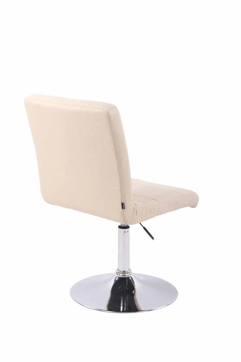 Chaise de salle à manger x1 pivotante réglable en hauteur coutures carrées similicuir crème et pied métal chromé 10_0008453