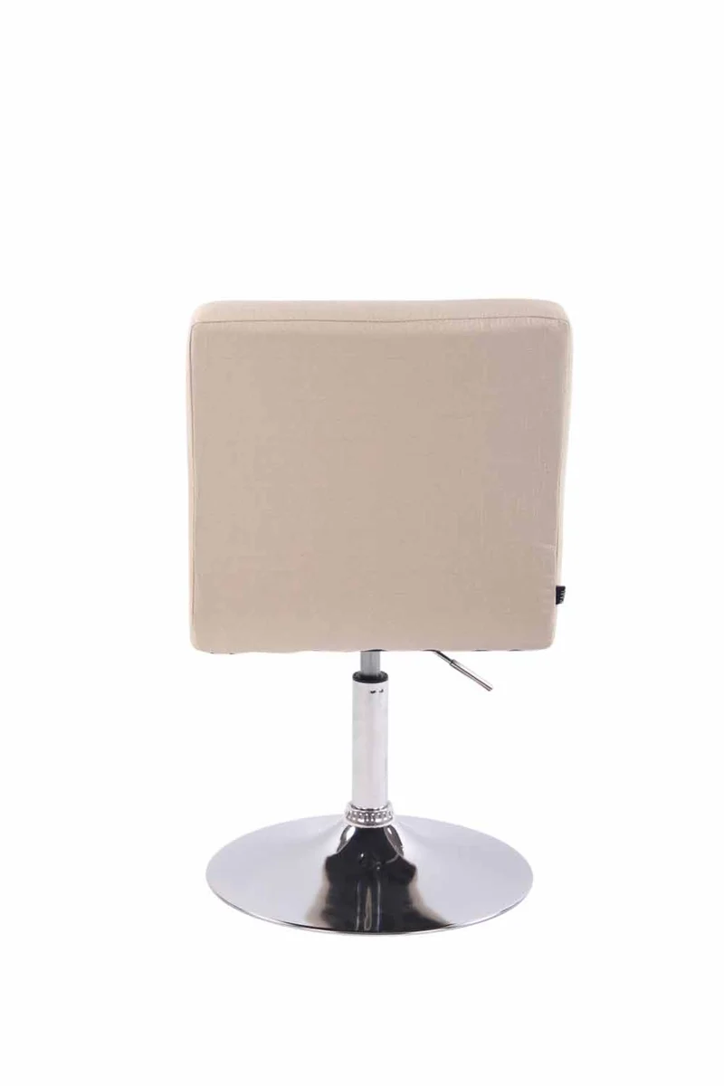 Chaise de salle à manger x1 pivotante réglable en hauteur coutures carrées similicuir crème et pied métal chromé 10_0008453
