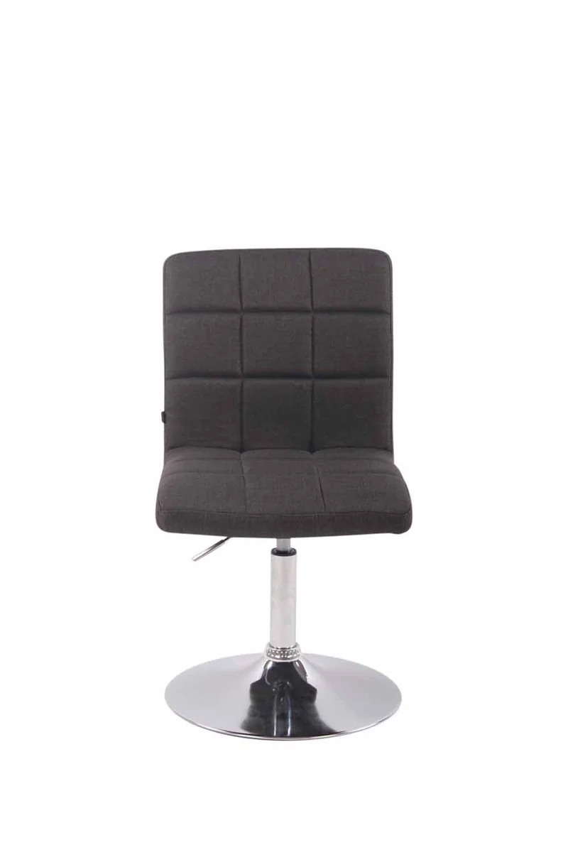 Chaise de salle à manger x1 pivotante réglable en hauteur coutures carrées tissu gris foncé et pied métal chromé 10_0008377