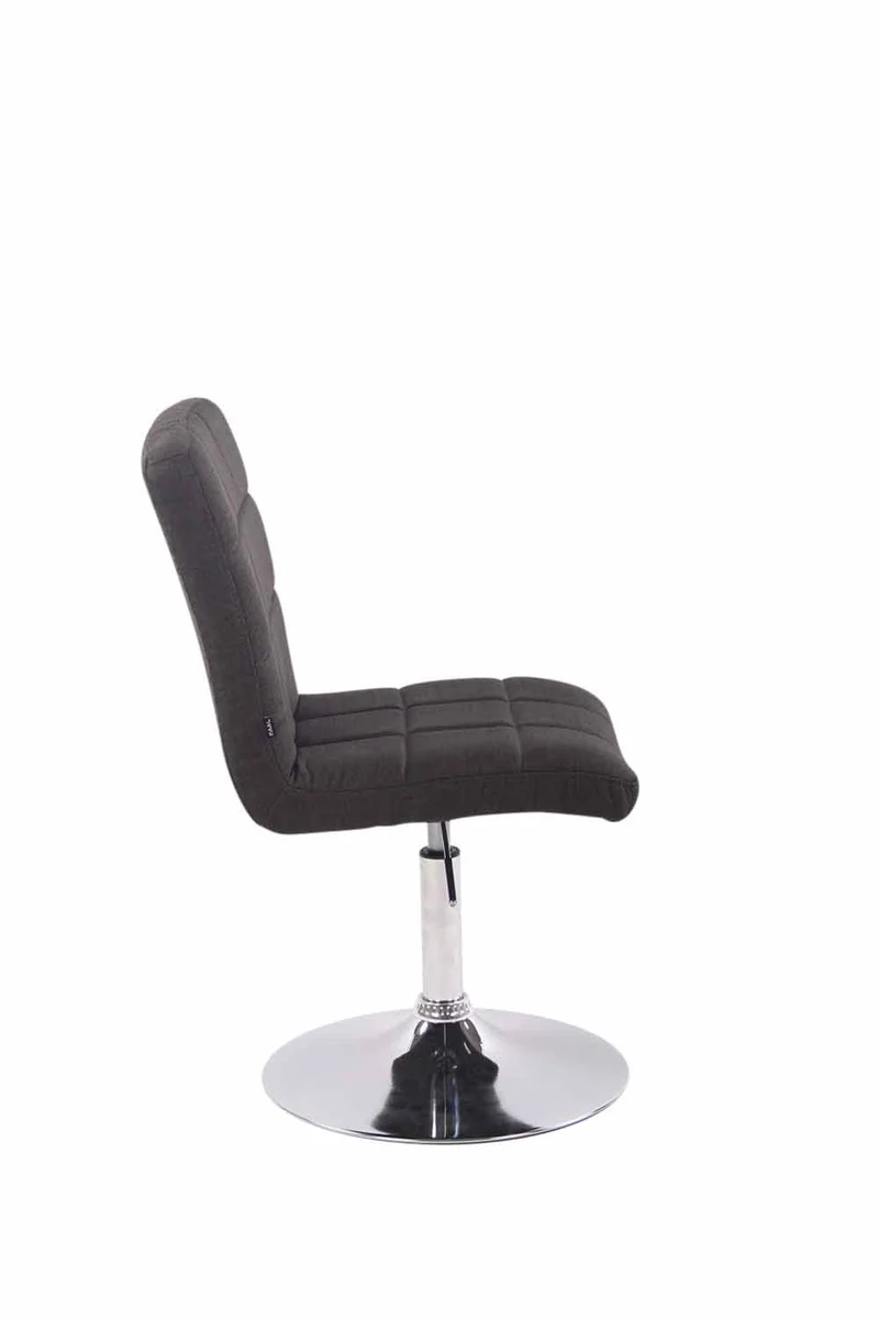 Chaise de salle à manger x1 pivotante réglable en hauteur coutures carrées tissu gris foncé et pied métal chromé 10_0008377