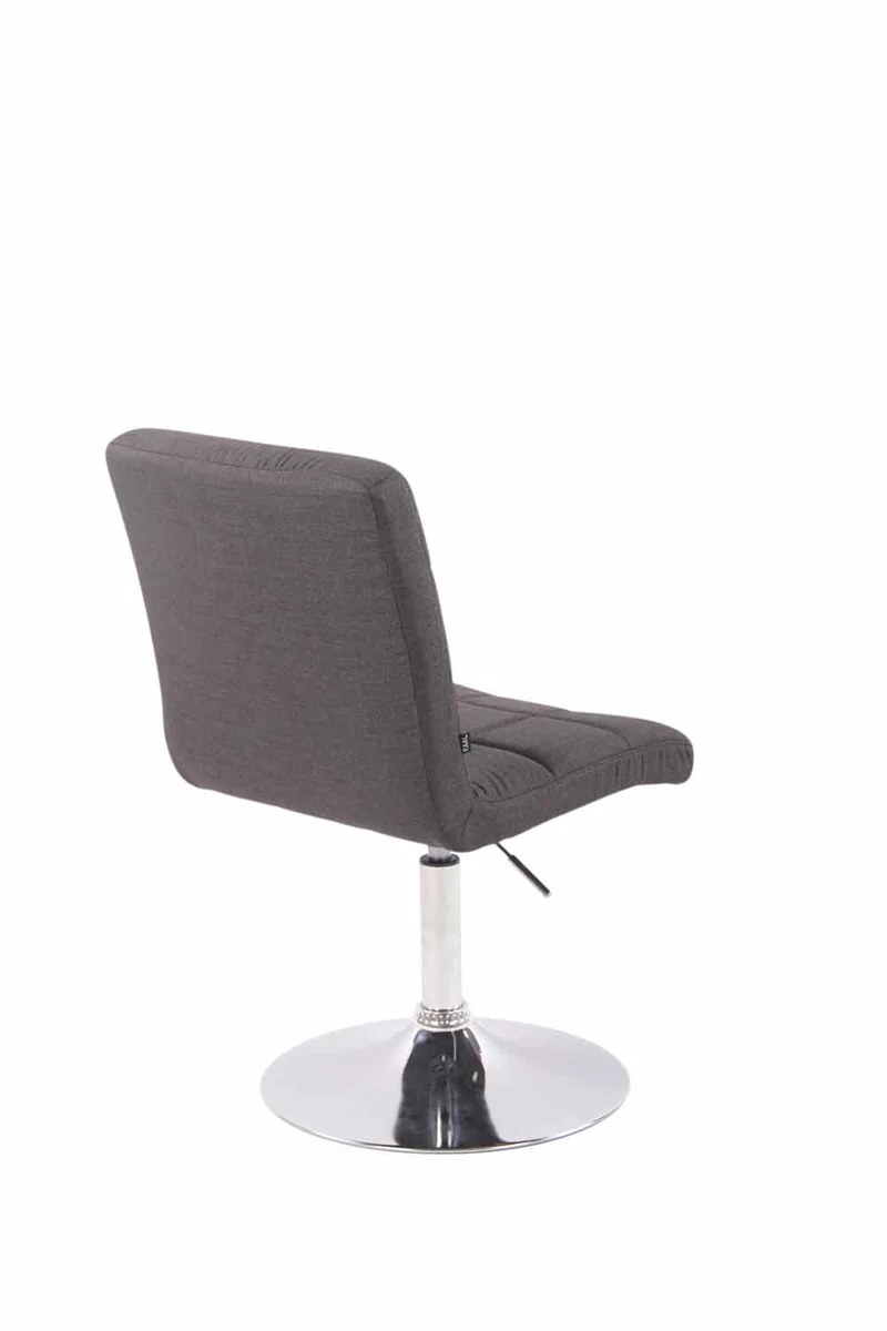 Chaise de salle à manger x1 pivotante réglable en hauteur coutures carrées tissu gris foncé et pied métal chromé 10_0008377
