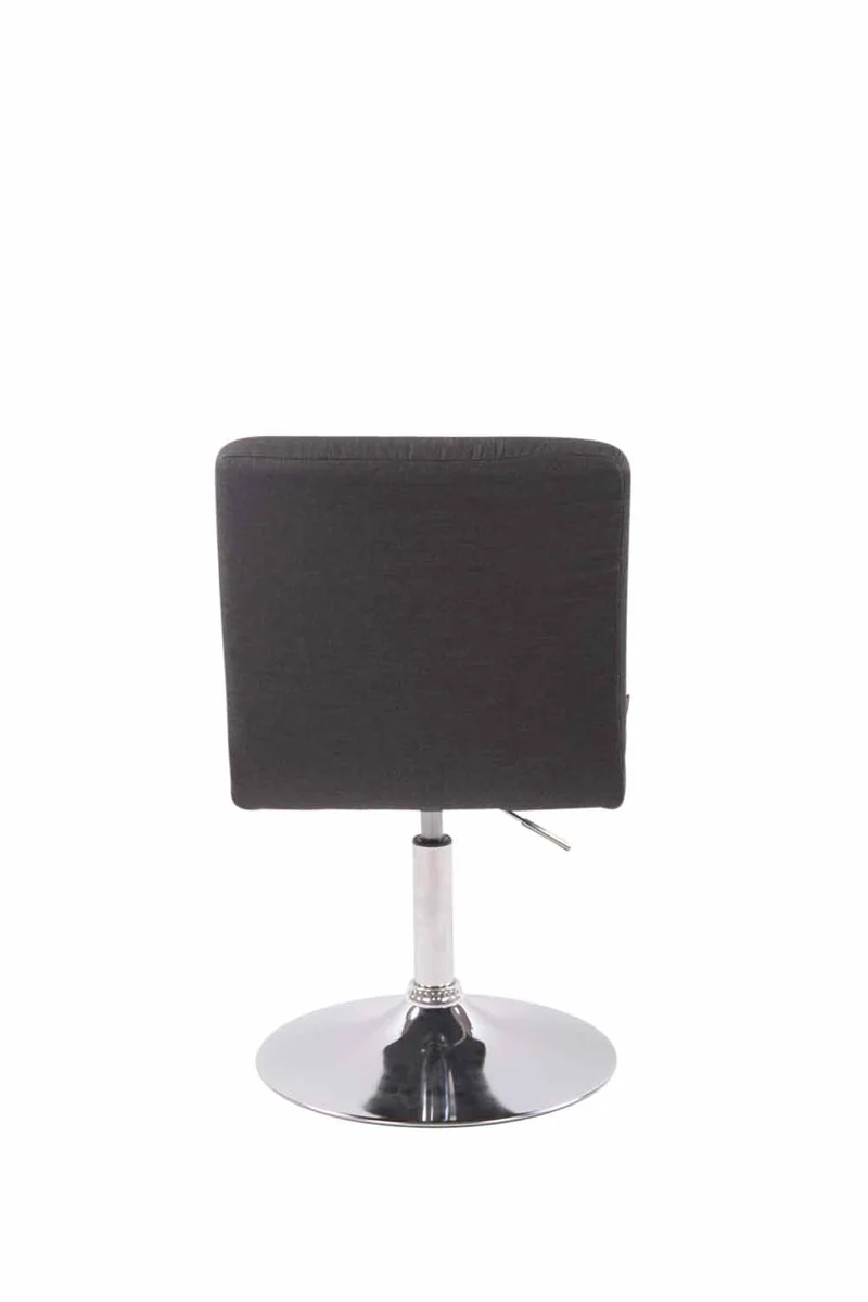 Chaise de salle à manger x1 pivotante réglable en hauteur coutures carrées tissu gris foncé et pied métal chromé 10_0008377