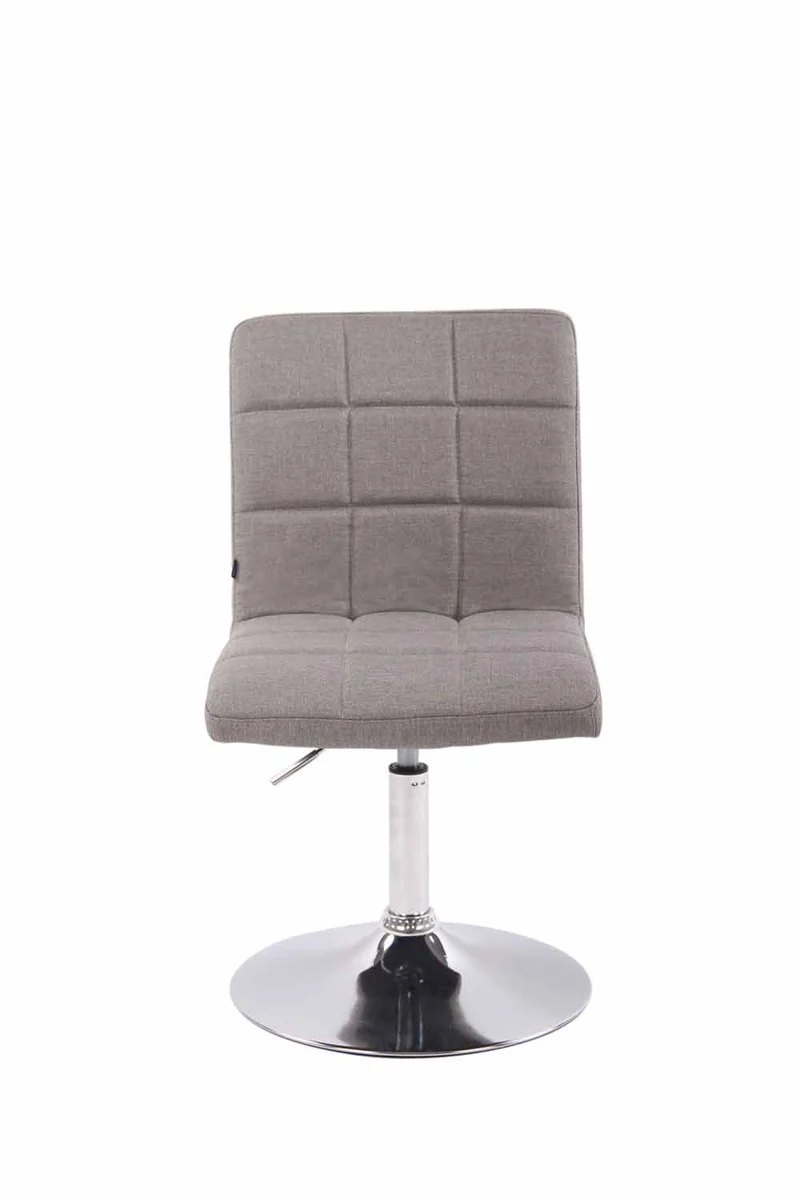 Chaise de salle à manger x1 pivotante réglable en hauteur coutures carrées tissu gris et pied métal chromé 10_0008375