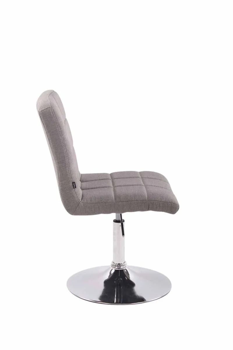 Chaise de salle à manger x1 pivotante réglable en hauteur coutures carrées tissu gris et pied métal chromé 10_0008375