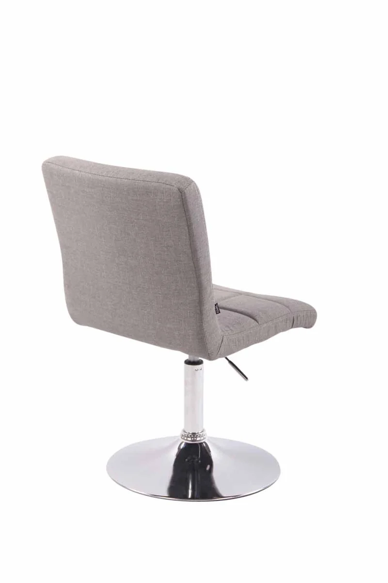 Chaise de salle à manger x1 pivotante réglable en hauteur coutures carrées tissu gris et pied métal chromé 10_0008375
