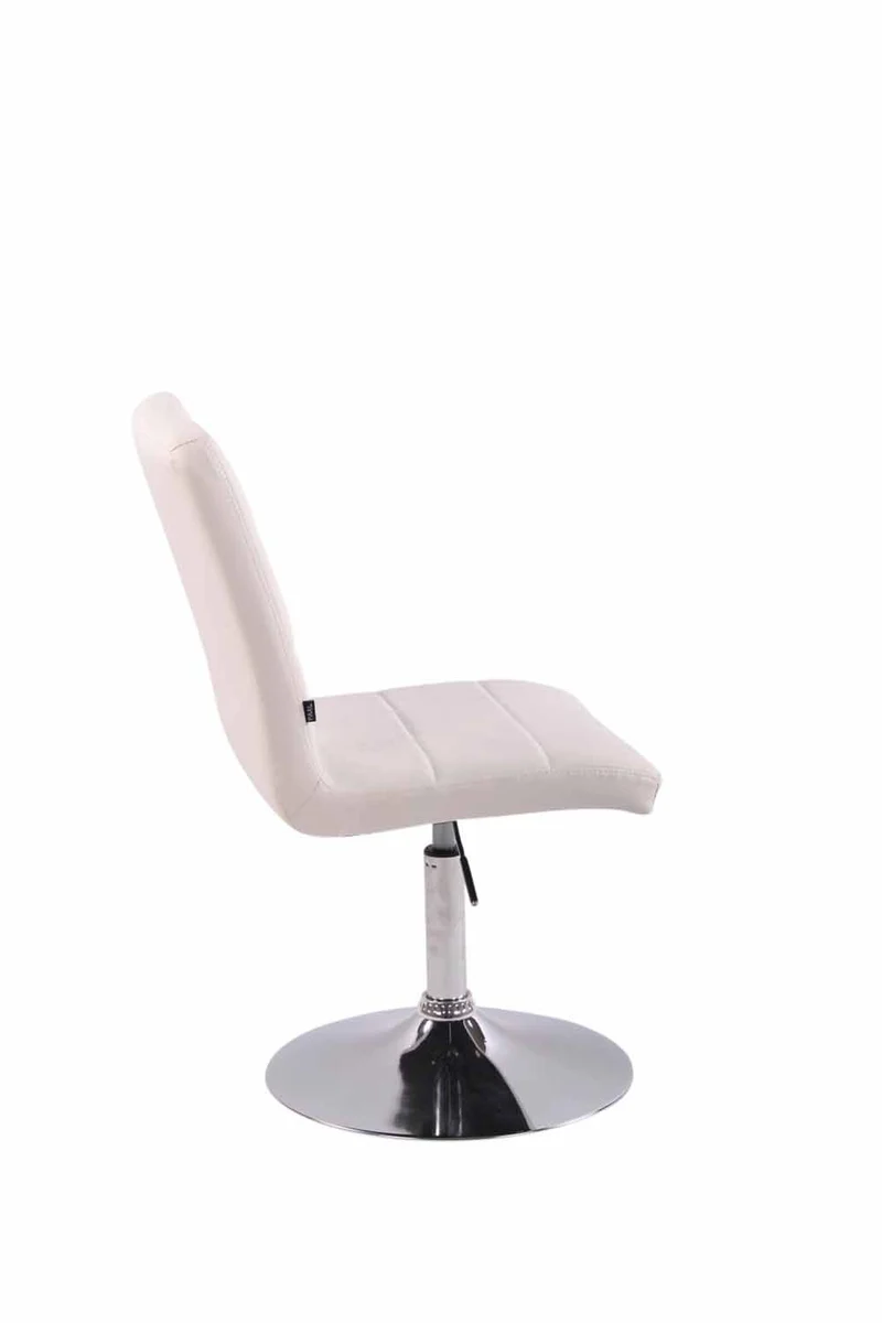 Chaise de salle à manger x1 pivotante réglable en hauteur coutures carrées similicuir blanc et pied métal chromé 10_0008282