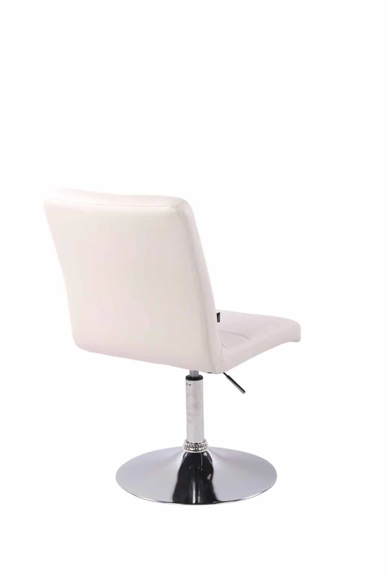 Chaise de salle à manger x1 pivotante réglable en hauteur coutures carrées similicuir blanc et pied métal chromé 10_0008282
