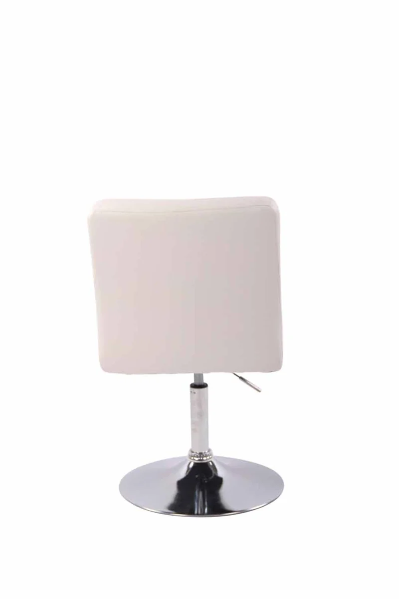 Chaise de salle à manger x1 pivotante réglable en hauteur coutures carrées similicuir blanc et pied métal chromé 10_0008282