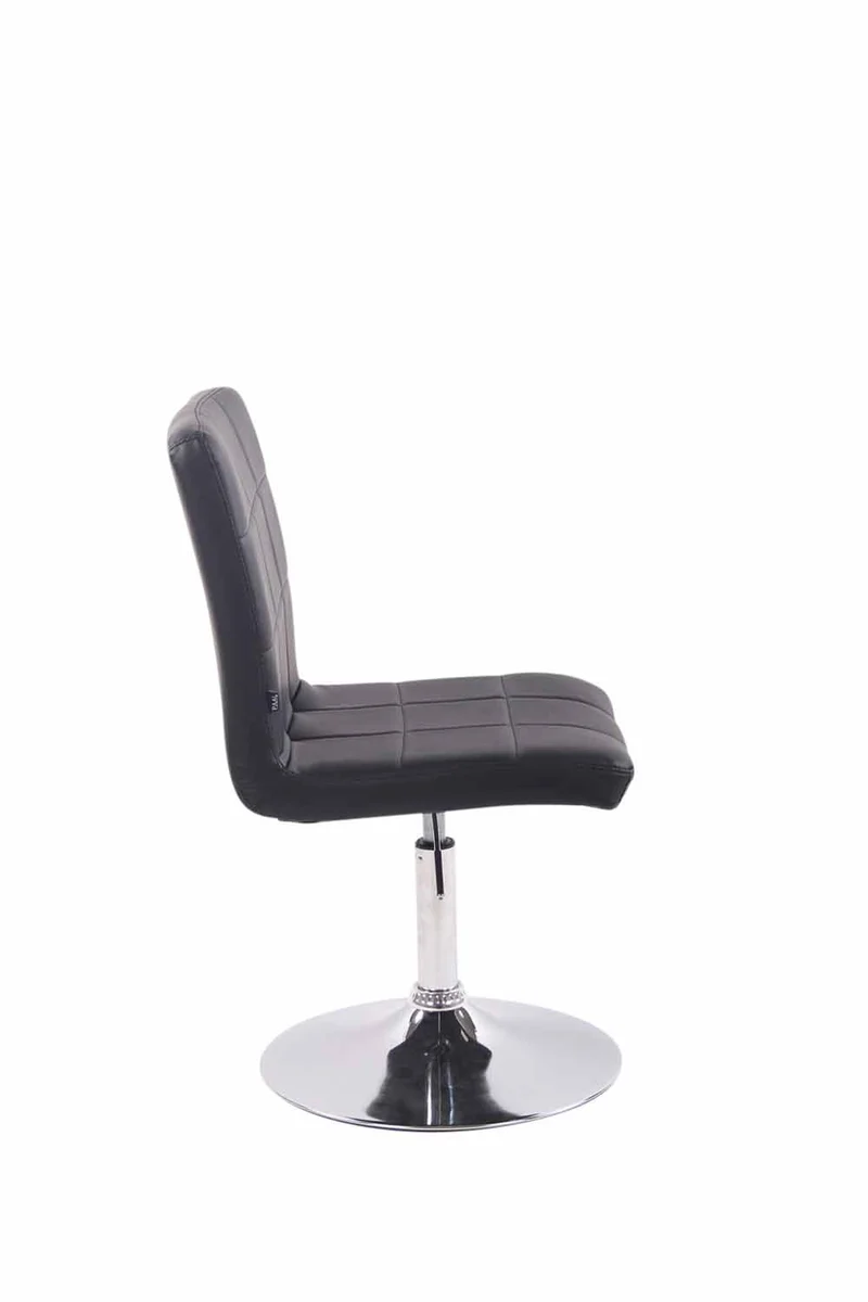 Chaise de salle à manger x1 pivotante réglable en hauteur coutures carrées similicuir noir et pied métal chromé 10_0008281