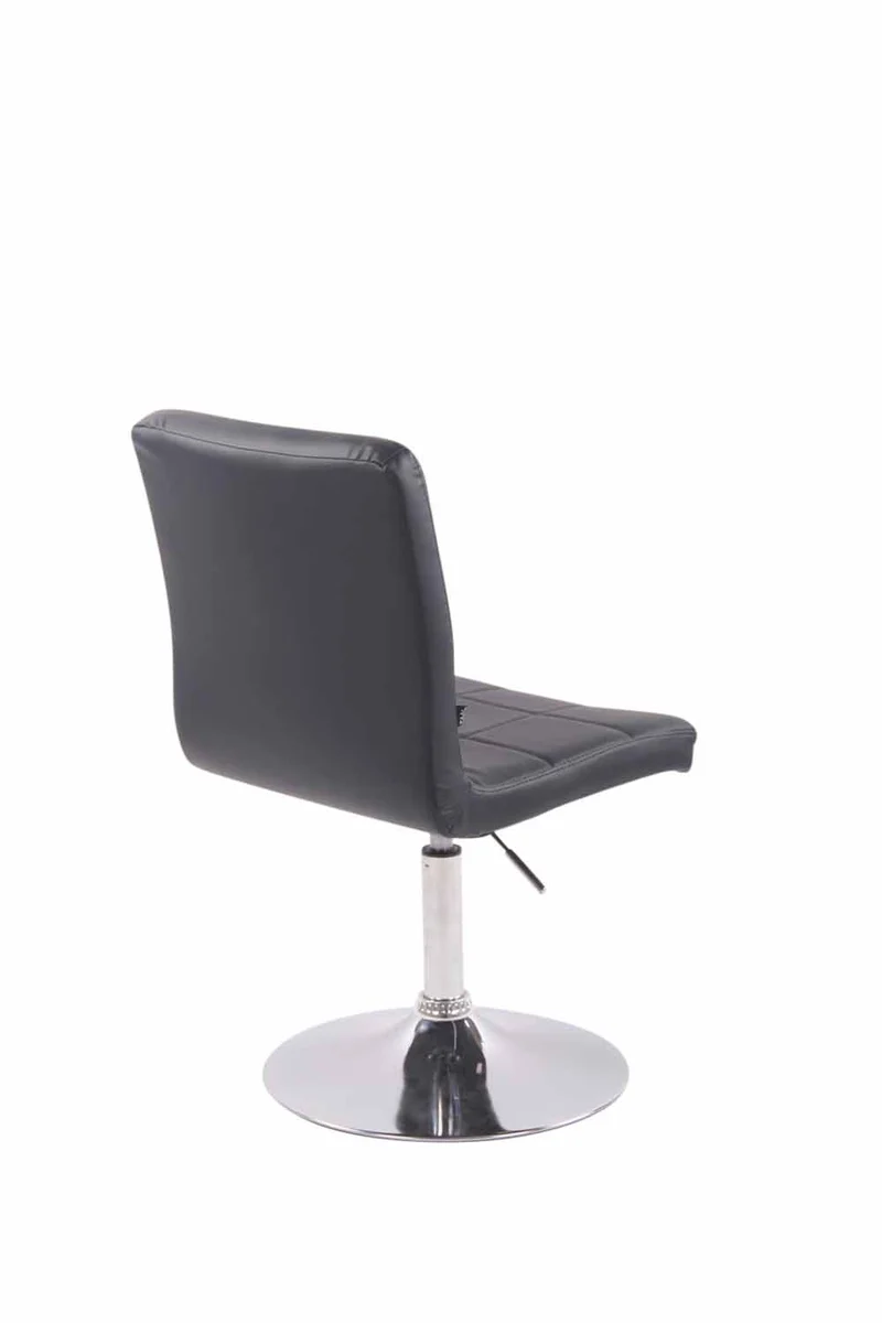 Chaise de salle à manger x1 pivotante réglable en hauteur coutures carrées similicuir noir et pied métal chromé 10_0008281