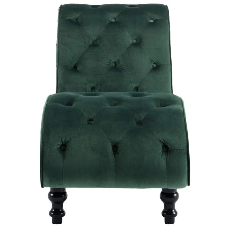 Méridienne chaise longue capitonné design vintage pour intérieur en velours vert DEC026223