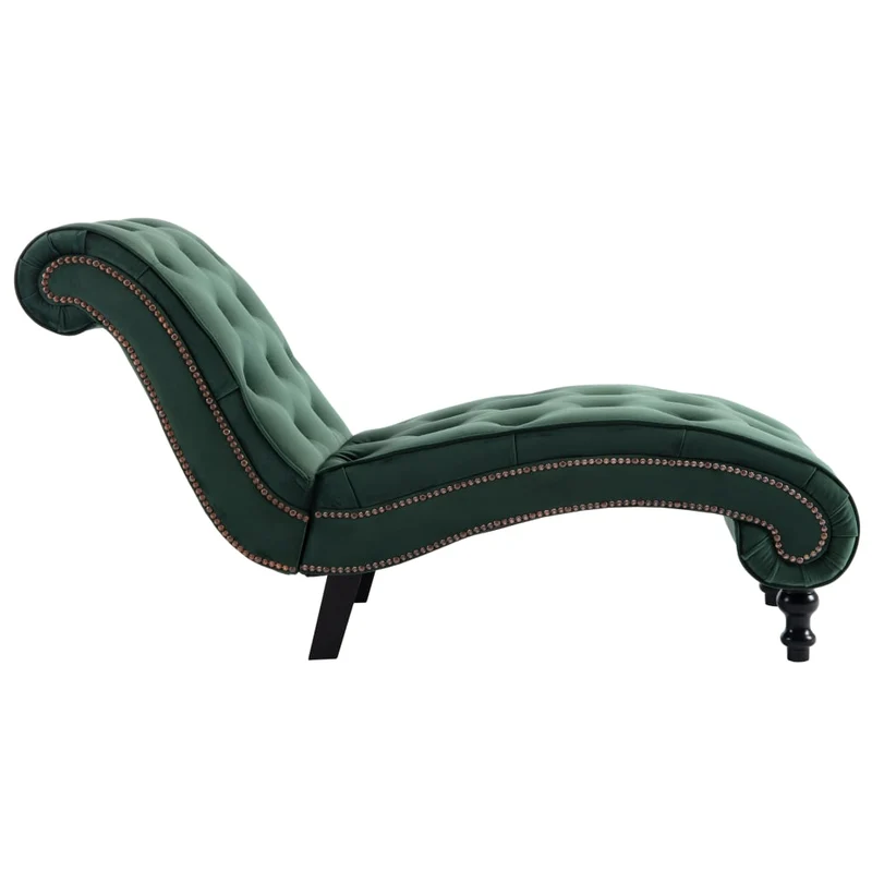 Méridienne chaise longue capitonné design vintage pour intérieur en velours vert DEC026223