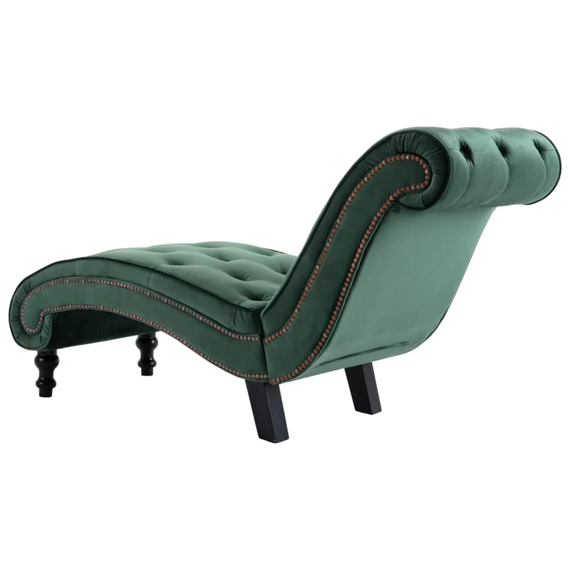 Méridienne chaise longue capitonné design vintage pour intérieur en velours vert DEC026223