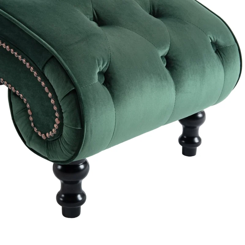 Méridienne chaise longue capitonné design vintage pour intérieur en velours vert DEC026223