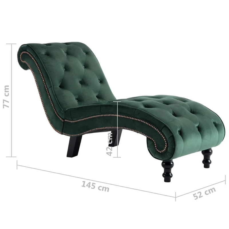 Méridienne chaise longue capitonné design vintage pour intérieur en velours vert DEC026223