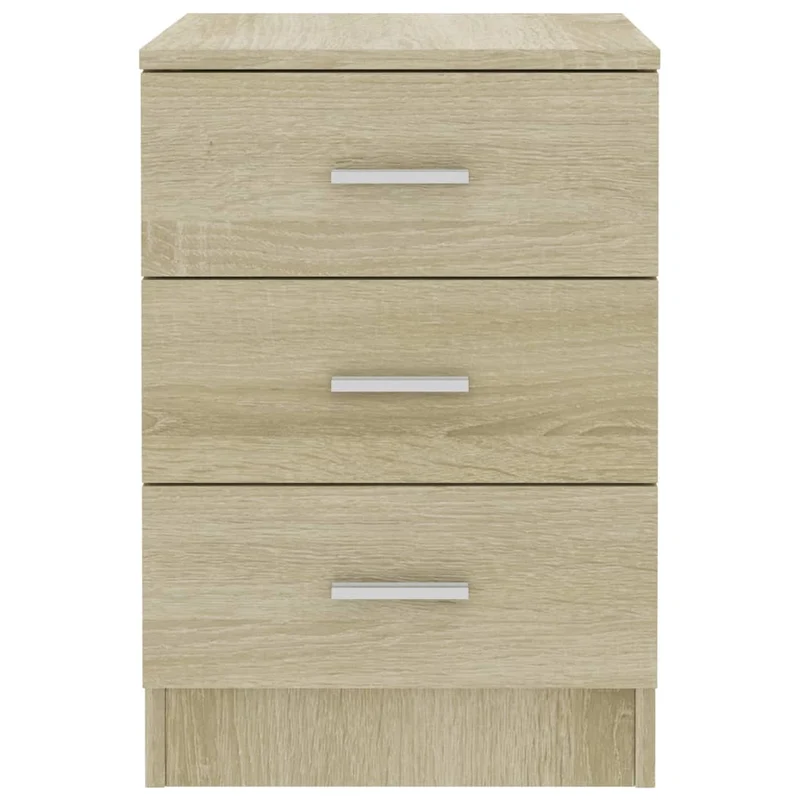 Table de chevet avec 3 tiroirs 38 x 35 x 56 cm bois d'ingénierie couleur chêne DEC033810