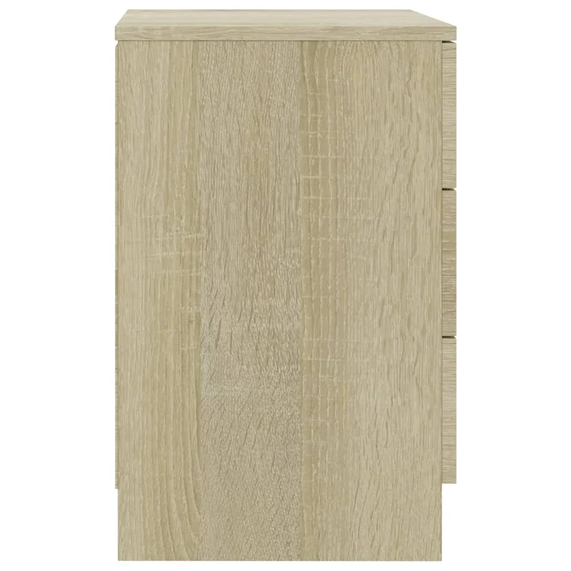 Table de chevet avec 3 tiroirs 38 x 35 x 56 cm bois d'ingénierie couleur chêne DEC033810