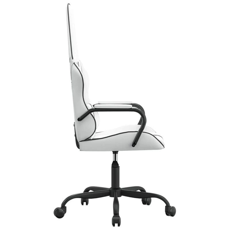 Fauteuil de bureau chaise gaming sur roulettes avec coussin lombaire en PVC noir et blanc DEC025893
