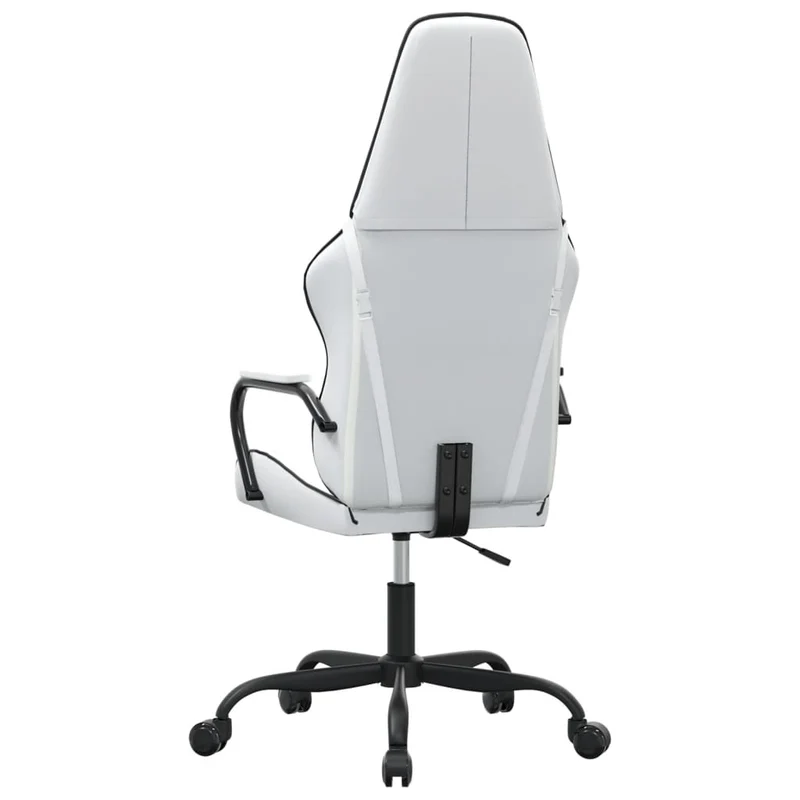 Fauteuil de bureau chaise gaming sur roulettes avec coussin lombaire en PVC noir et blanc DEC025893
