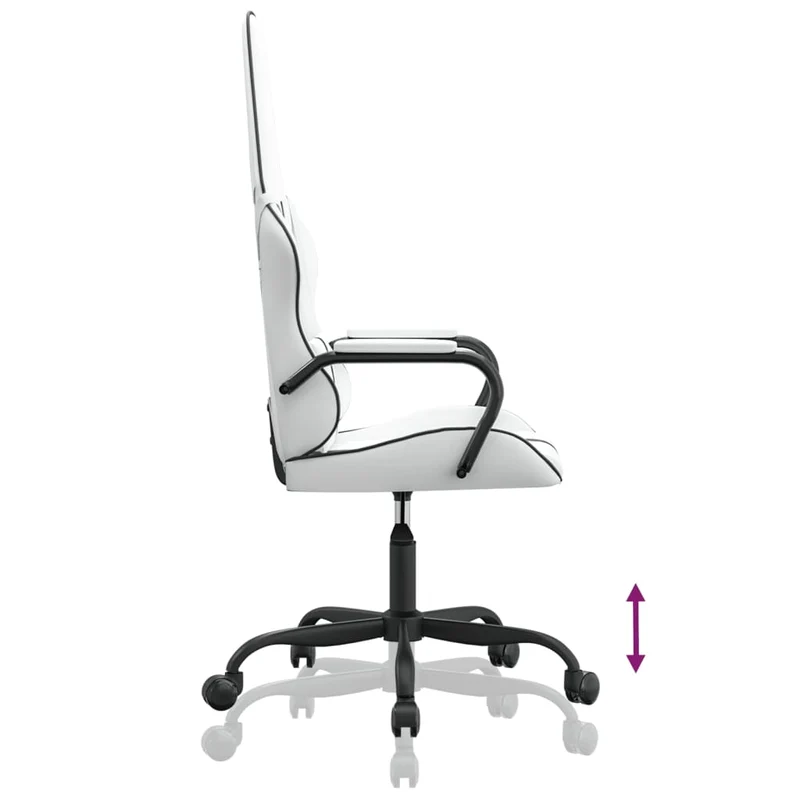 Fauteuil de bureau chaise gaming sur roulettes avec coussin lombaire en PVC noir et blanc DEC025893