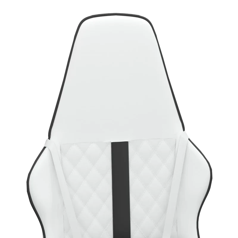 Fauteuil de bureau chaise gaming sur roulettes avec coussin lombaire en PVC noir et blanc DEC025893