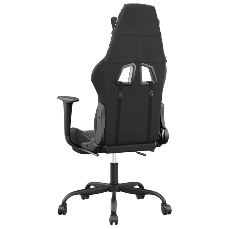 Fauteuil de bureau chaise gaming avec coussin lombaire repose-pied noir camouflage PVC multicolore DEC025946