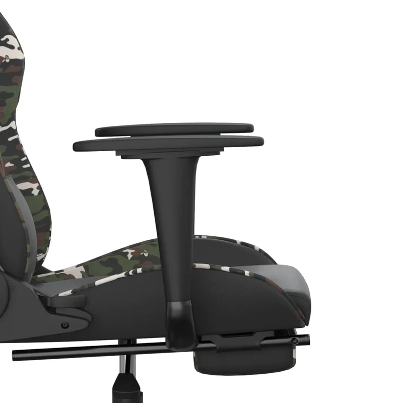 Fauteuil de bureau chaise gaming avec coussin lombaire repose-pied noir camouflage PVC multicolore DEC025946