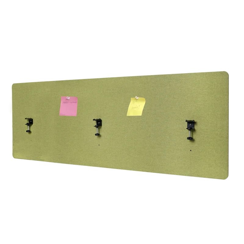 Cloison de bureau acoustique brise-vue tableau d'affichage à double paroi 60x160 cm en tissu vert 04_0006433
