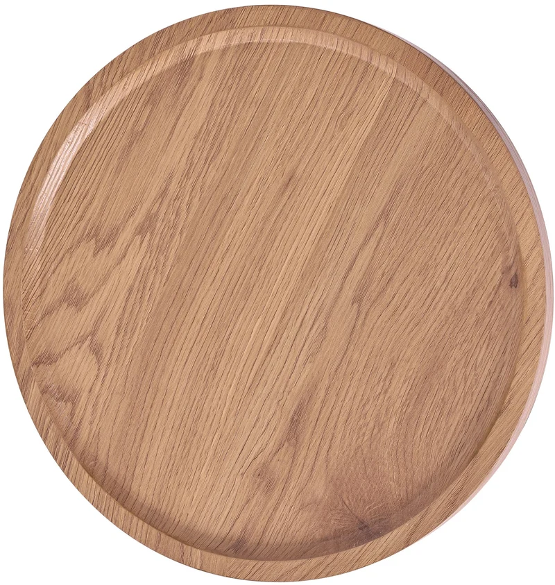 Table d'appoint moderne plateau rond en bois clair Ø40cm design avec pied central en métal noir 10_0009160