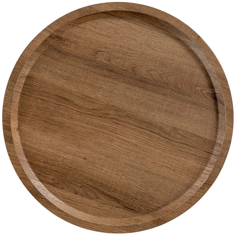 Table d'appoint moderne plateau rond en bois marron Ø40cm design avec pied central en métal noir 10_0009157