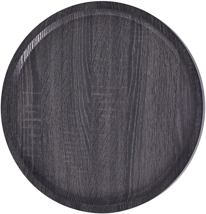 Ensemble de tables d'appoint moderne plateau rond en bois gris Ø60cm et Ø40cm pied central en métal noir 10_0009153