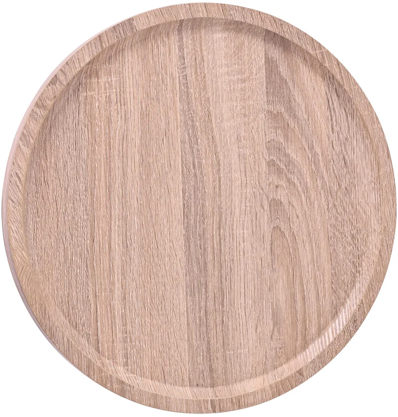 Ensemble de tables d'appoint moderne plateau rond en bois couleur chêne Ø60cm et Ø40cm pied central en métal noir 10_0009145