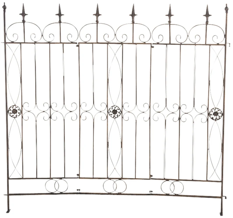 Lot de 4 clôtures de jardin en fer forgé bronze vieilli 124 cm – barrière décorative métal pour extérieur 10_0007972