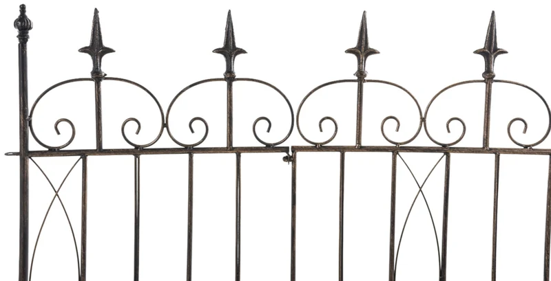 Lot de 4 clôtures de jardin en fer forgé bronze vieilli 124 cm – barrière décorative métal pour extérieur 10_0007972