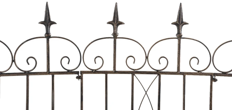 Lot de 4 clôtures de jardin en fer forgé bronze vieilli 124 cm – barrière décorative métal pour extérieur 10_0007972