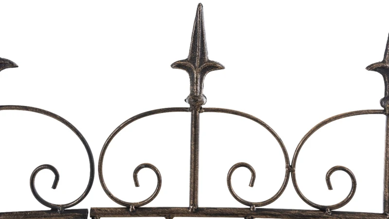 Lot de 4 clôtures de jardin en fer forgé bronze vieilli 124 cm – barrière décorative métal pour extérieur 10_0007972