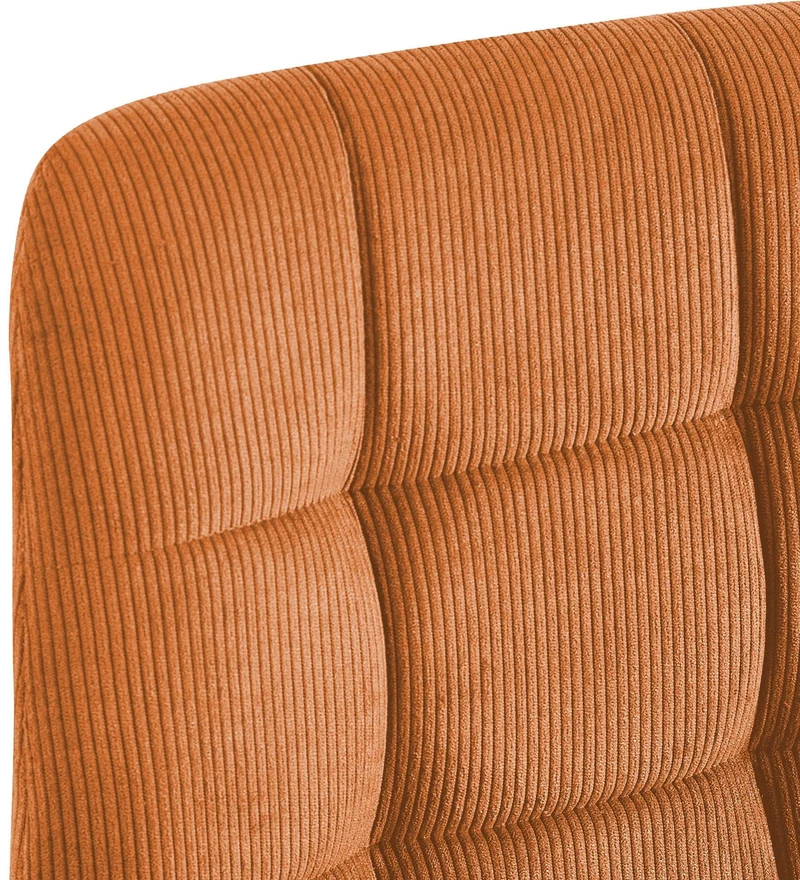 Lot de 2 chaises de salle à manger coutures décoratives carrées en velours côtelé orange et métal noir 10_0007632