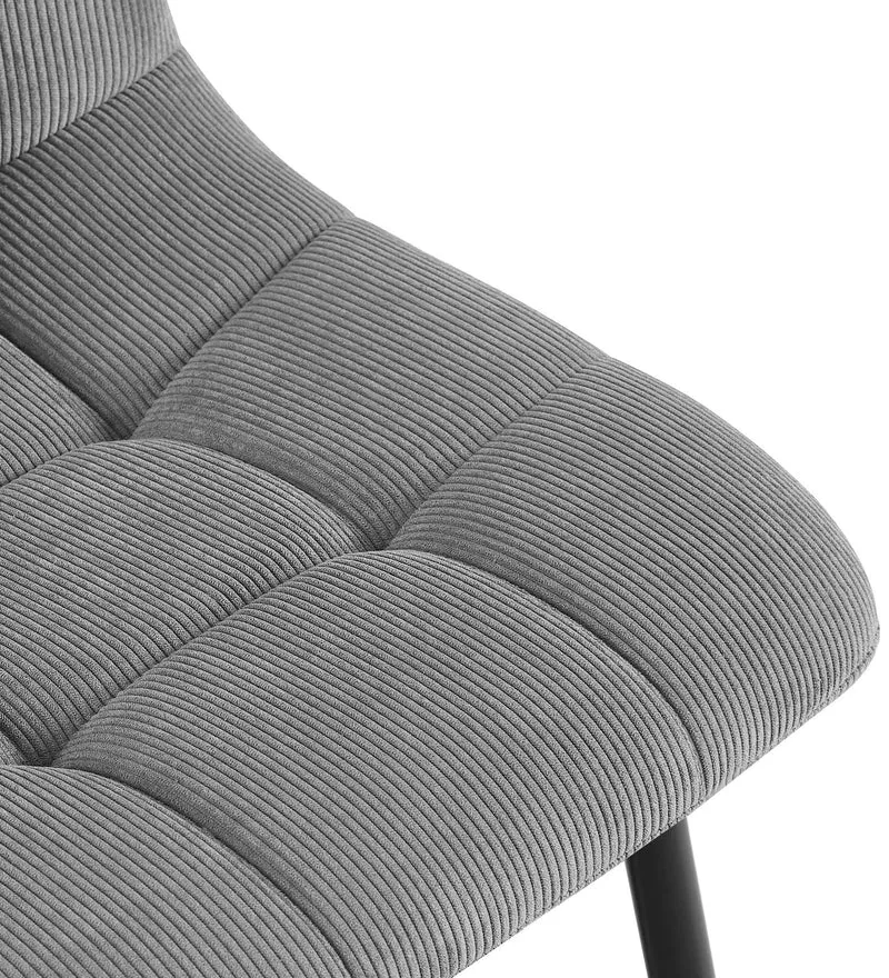 Lot de 4 chaises de salle à manger coutures décoratives carrées en velours côtelé gris et métal noir 10_0007667