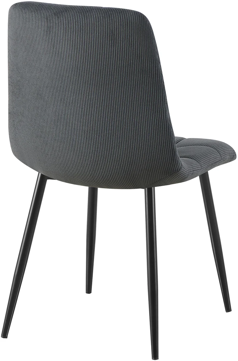 Lot de 4 chaises de salle à manger coutures décoratives carrées en velours côtelé noir et métal noir 10_0007642