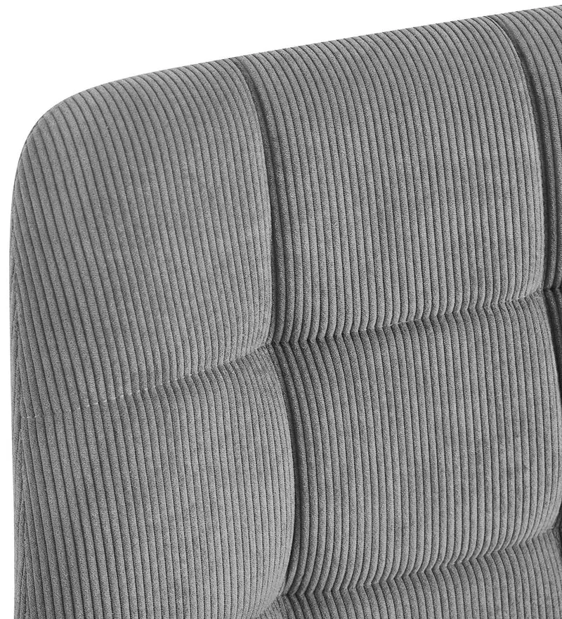 Lot de 2 chaises de salle à manger coutures décoratives carrées en velours côtelé gris et métal noir 10_0007463