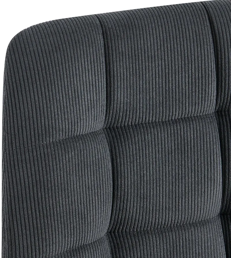 Lot de 2 chaises de salle à manger coutures décoratives carrées en velours côtelé noir et métal noir 10_0007414