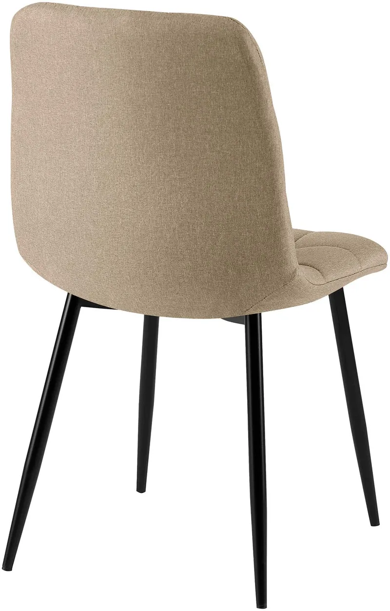 Lot de 2 chaises de salle à manger coutures décoratives carrées en tissu taupe et métal noir 10_0007340