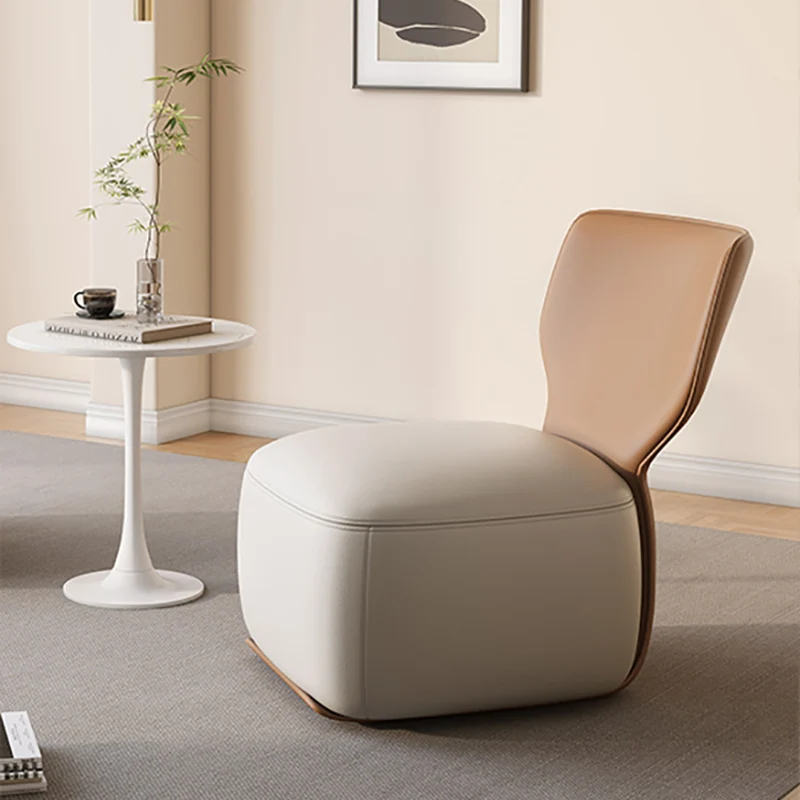 Contemporary Nordic Pine Wood Cat Scratch Resistant Leather & Cotton-Linen Square Swivel Accent Chair With Backrest For Living Room