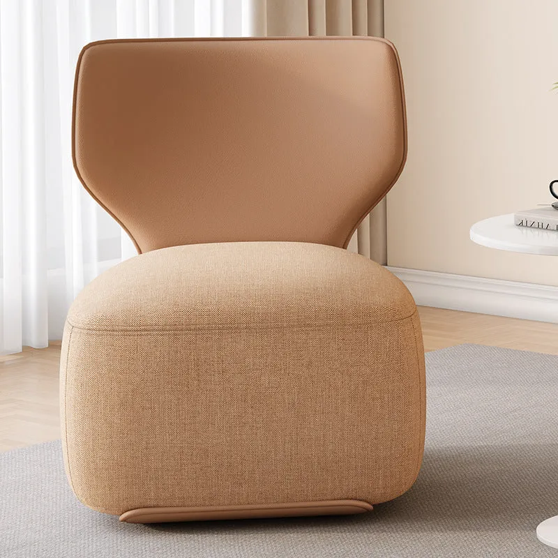 Contemporary Nordic Pine Wood Cat Scratch Resistant Leather & Cotton-Linen Square Swivel Accent Chair With Backrest For Living Room